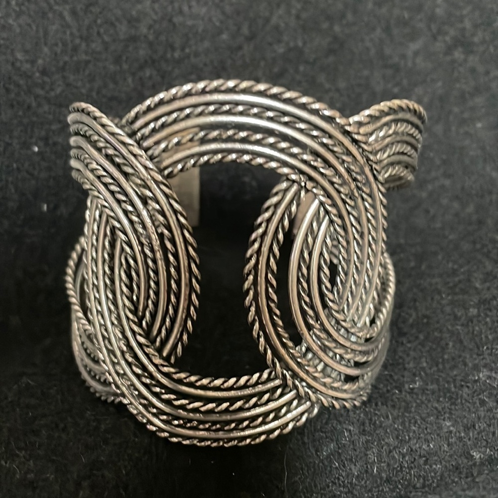Swirled silver cuff bracelet